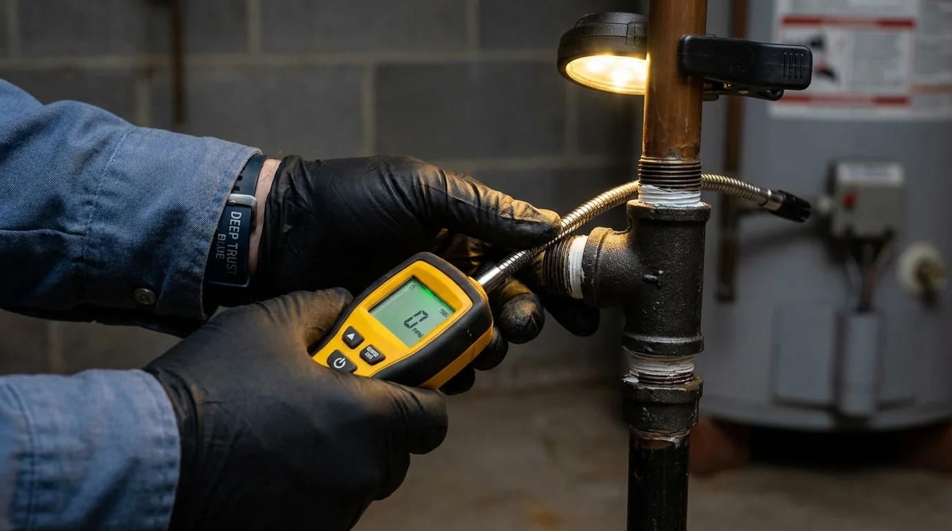 Gas leak detection with electronic sniffer by Johns Plumbing LLC in Chickamauga