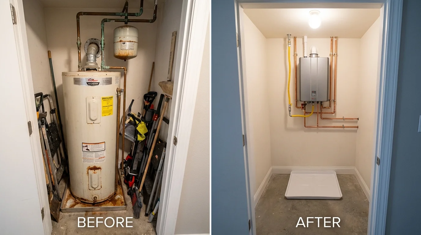 Tank water heater versus wall-mounted tankless unit comparison for Chickamauga, GA homeowners